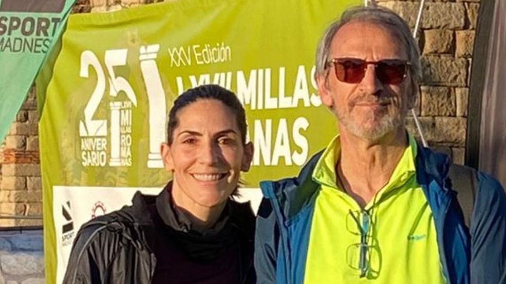 Nieves Mateos, junto a su padre en unas Millas Romanas.