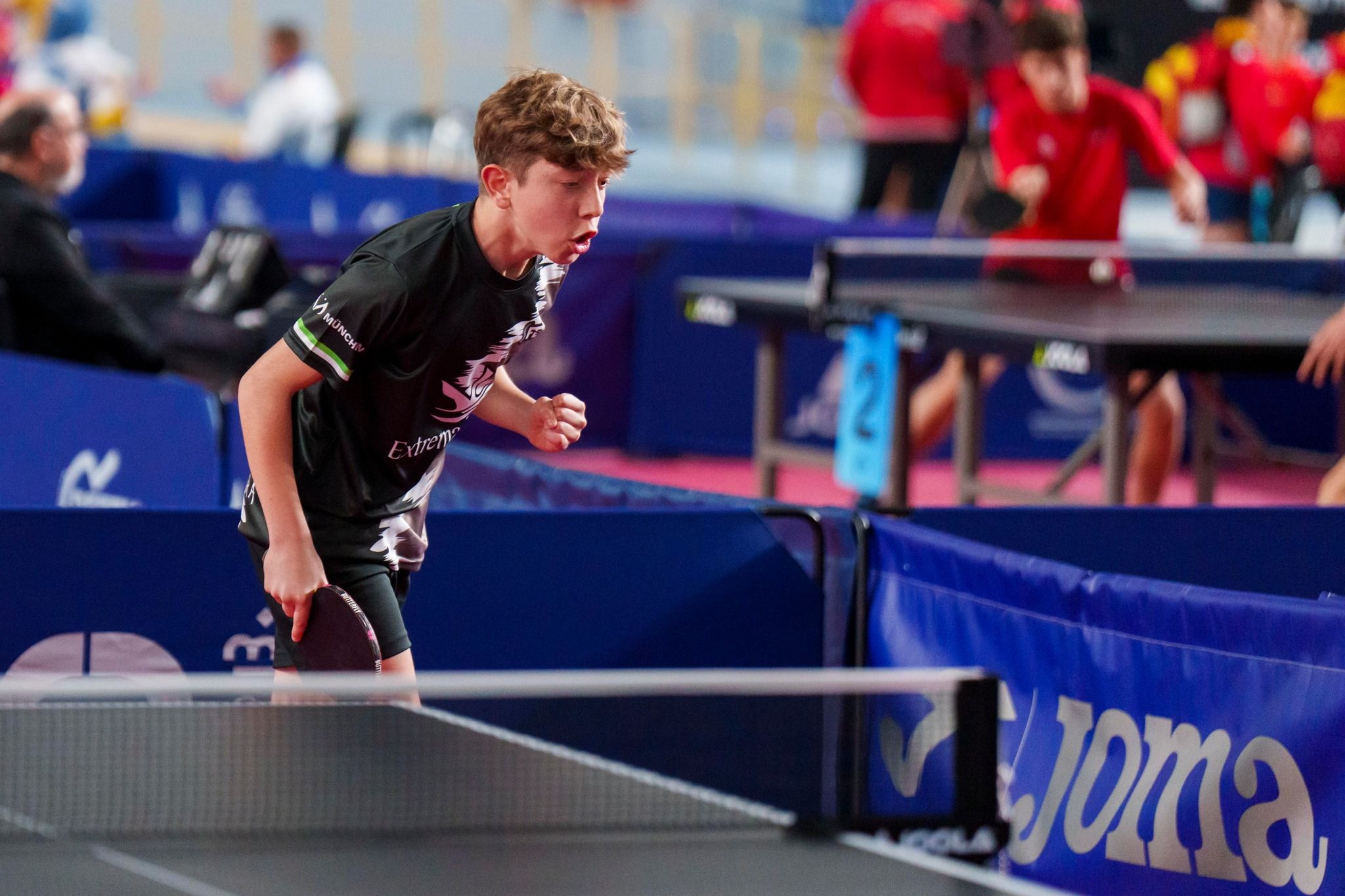 Palistas extremeños durante su participación en el CESA 2026 de tenis de mesa
