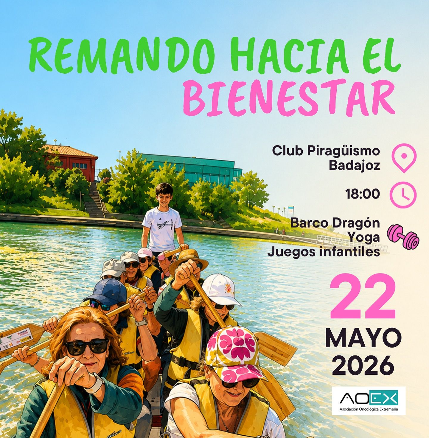 Actividad Remando hacia el bienestar del Club Piragüismo Badajoz y AOEX