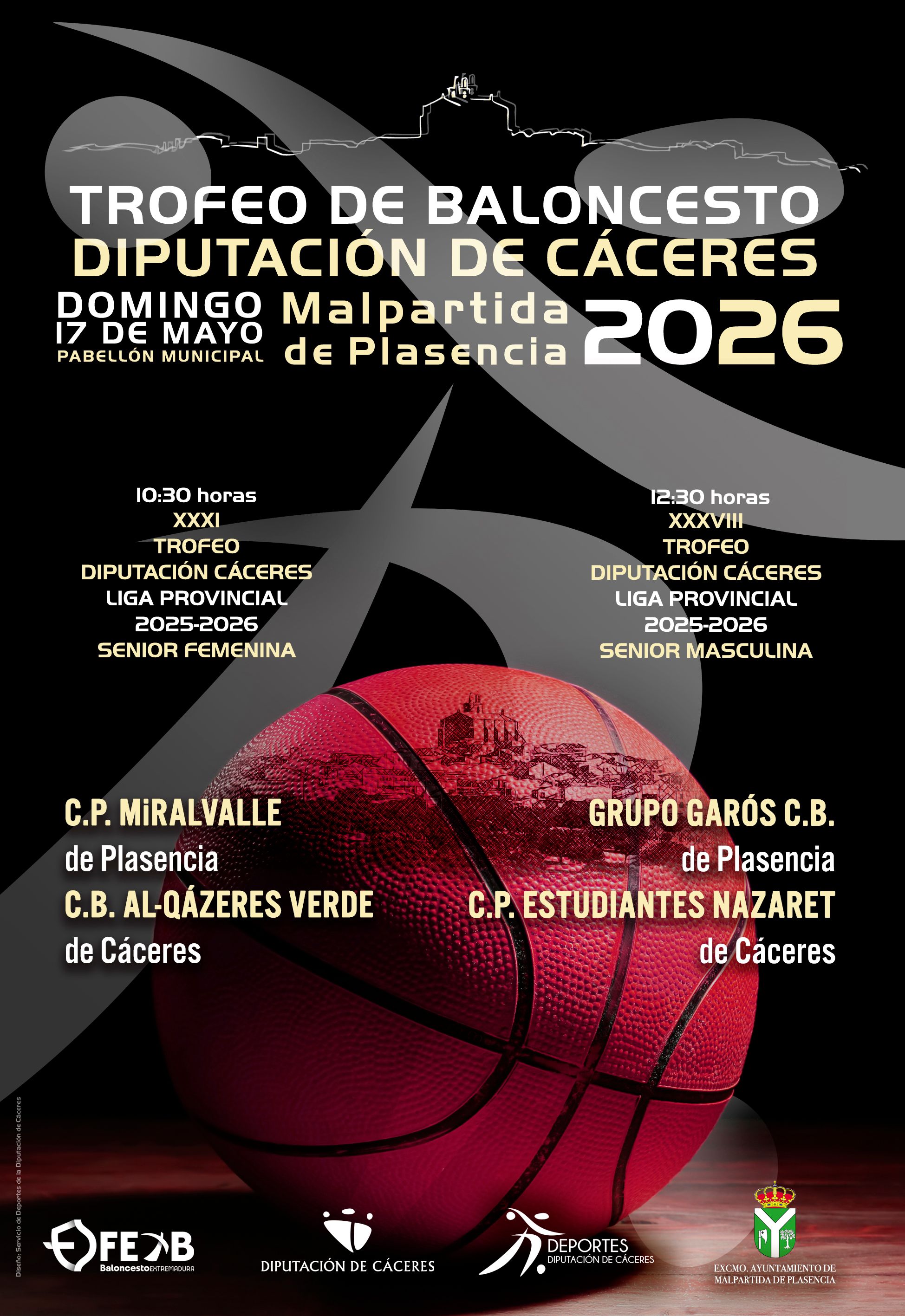 Cartel del Trofeo Diputación de Cáceres de Baloncesto en Malpartida de Plasencia