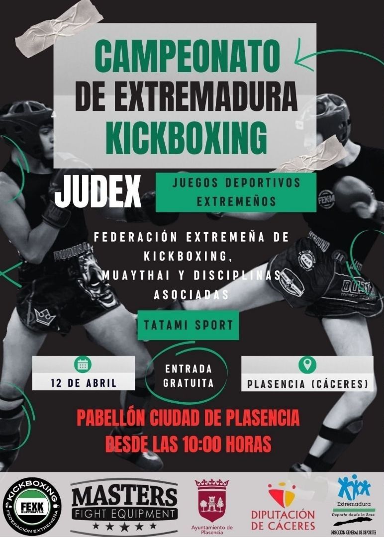 Cartel del Campeonato de Extremadura de Kickboxing que se disputará en Plasencia