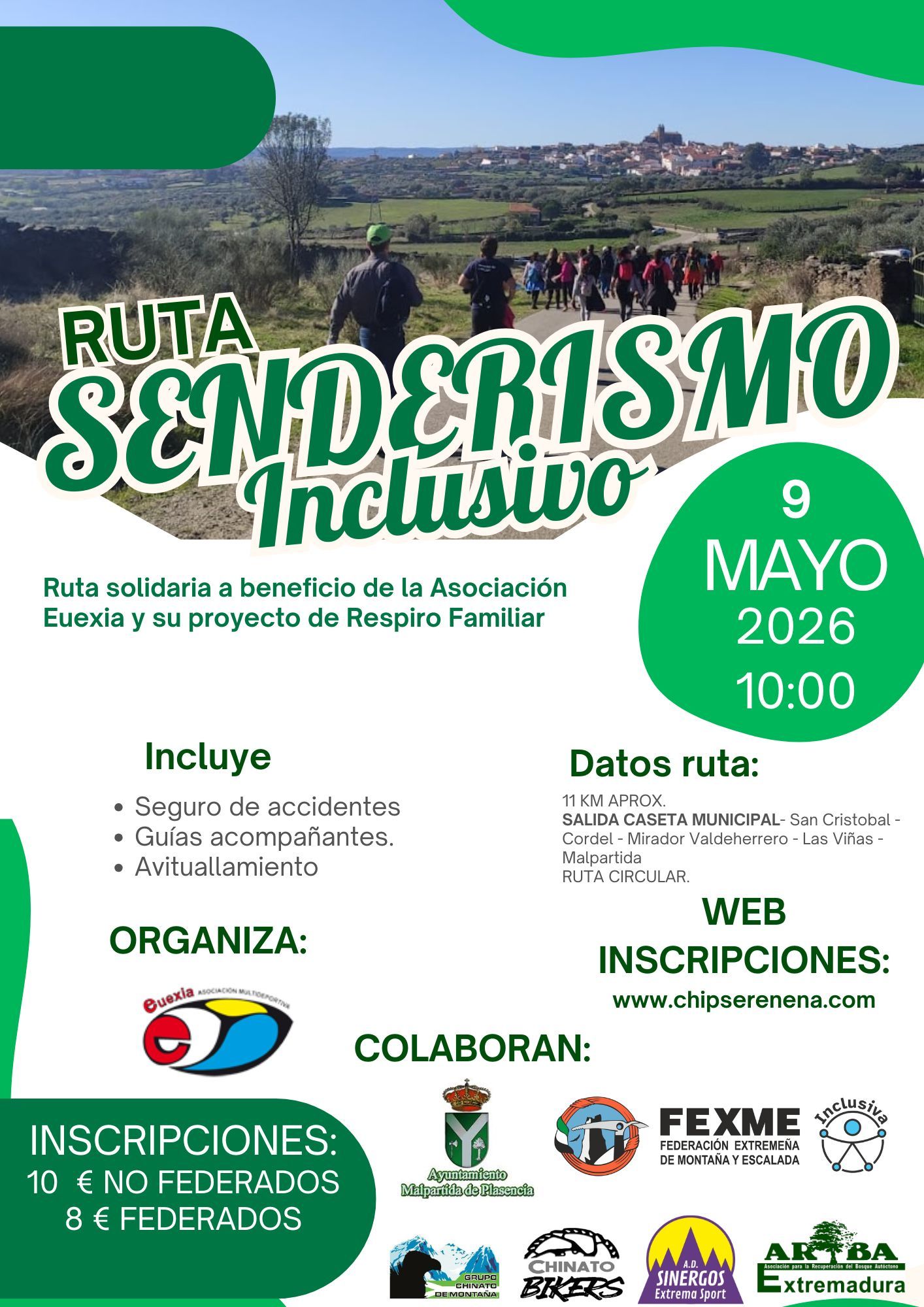 Cartel de la Ruta de Senderismo Inclusivo de Malpartida de Plasencia