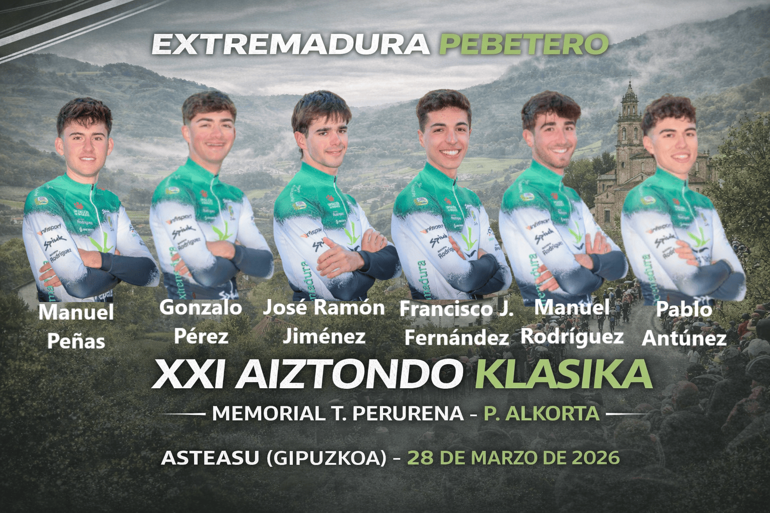 Equipo extremeño preparado para la Aiztondo Klasika entre Asteasu y Larraul