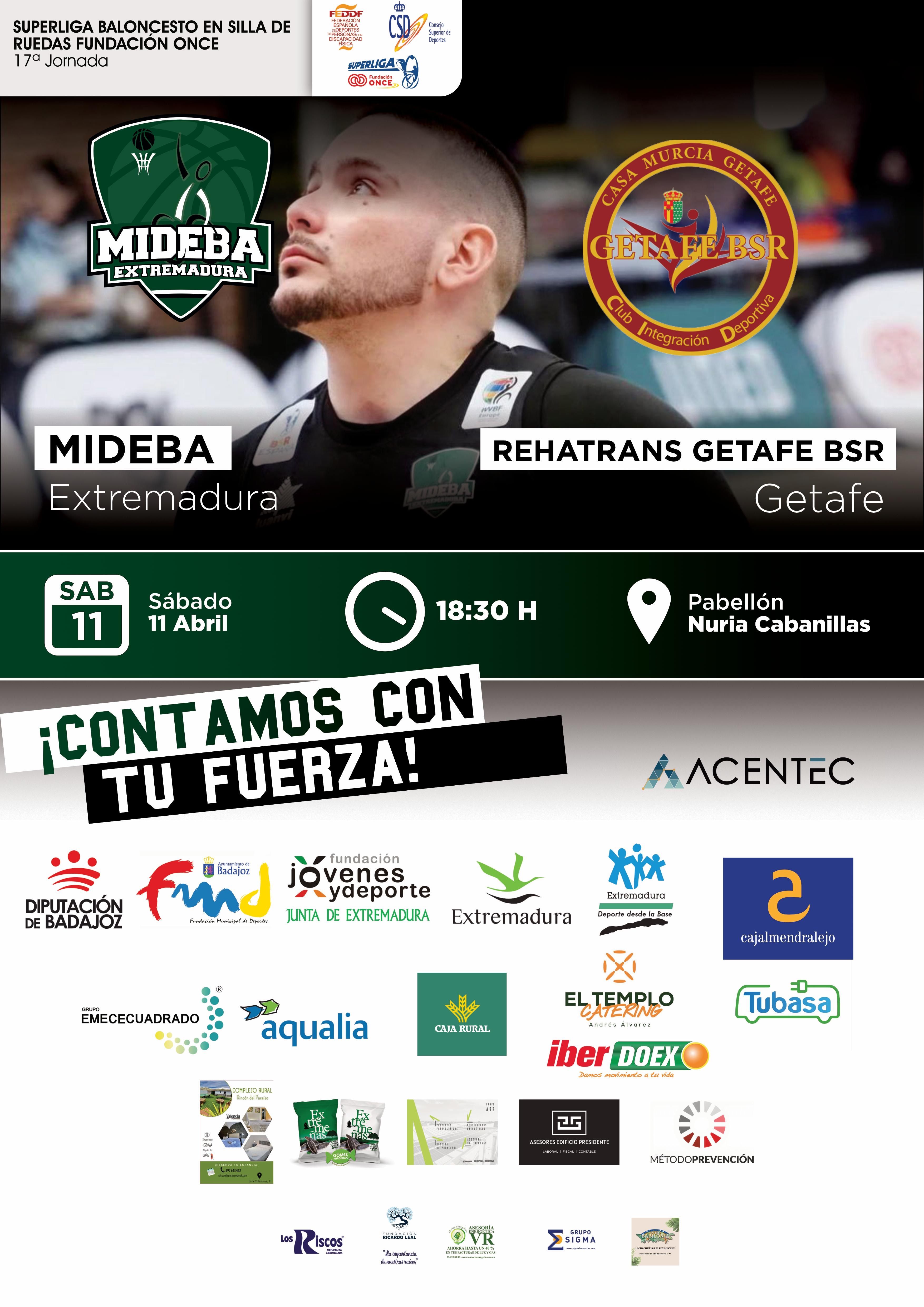 Mideba Extremadura recibe al Rehatrans Getafe BSR en el pabellón Nuria Cabanillas